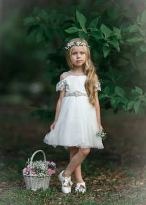 Cold Shoulder Lace Tulle Stunning Flower Girl Dress